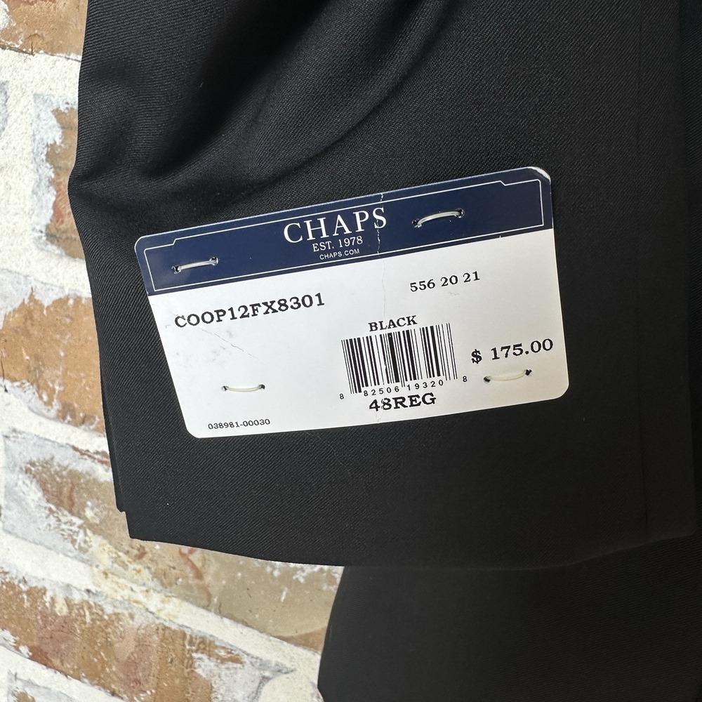 Chaps Ralph Lauren Blazer Sport Jacket Men's 48R Black Wool Blend Silver Button - Picture 11 of 15